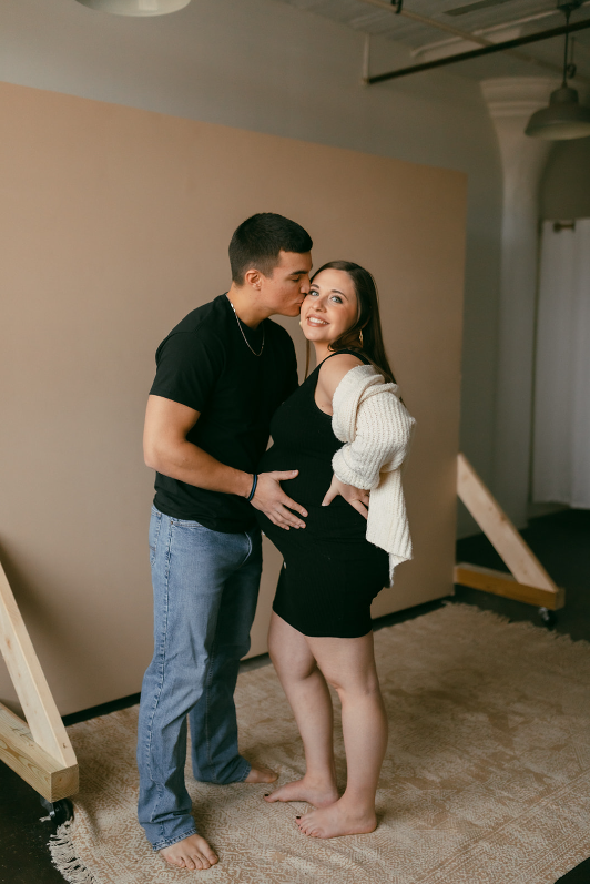 Maternity photos in natural light studio in Madison, Wisconsin