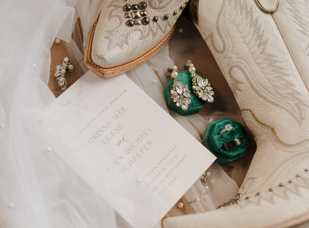 western wisconsin wedding details with cowboy boots