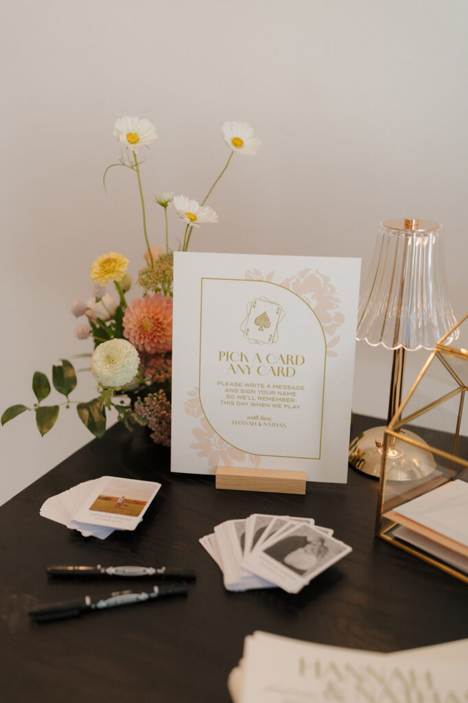 wedding guest book alternative using a personalized deck of cards 