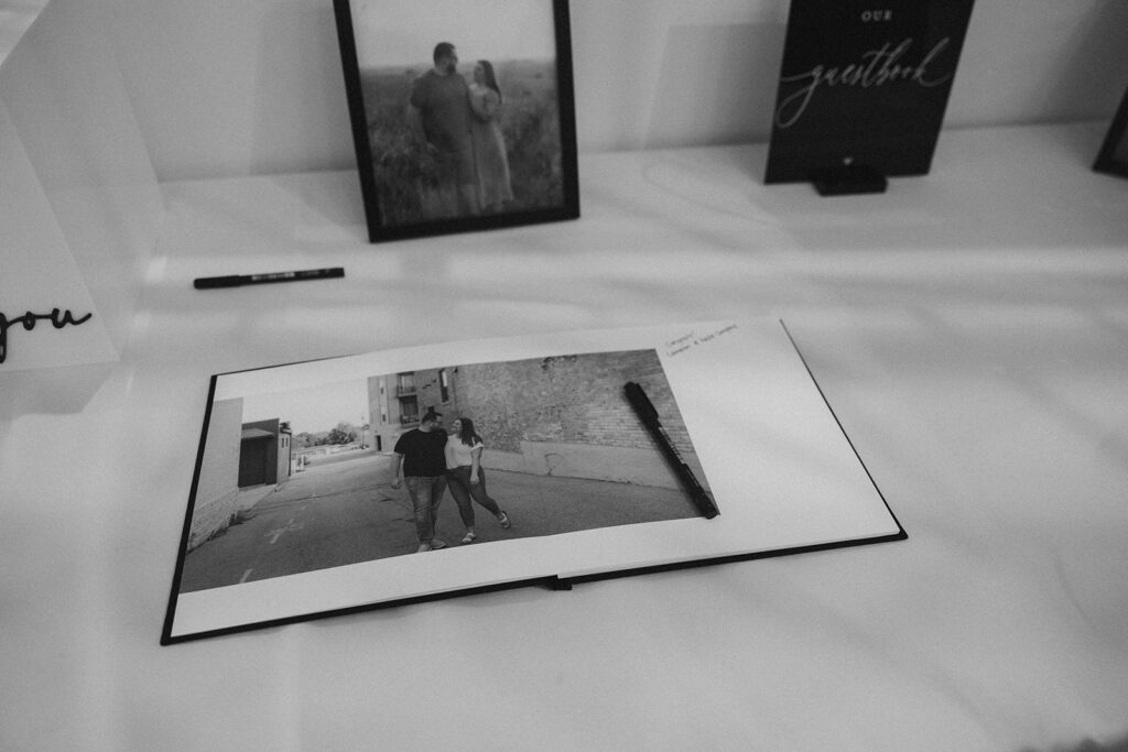  engagement photo album guest book at wedding at the eloise in mount horeb 