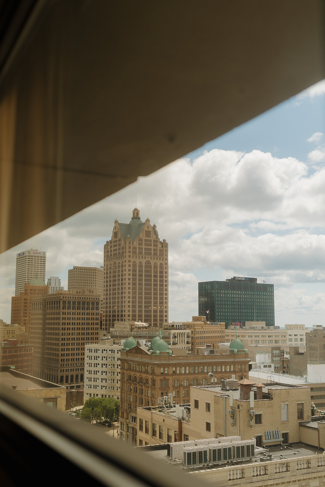 View from hotel window of breathtaking Wisconsin skyline