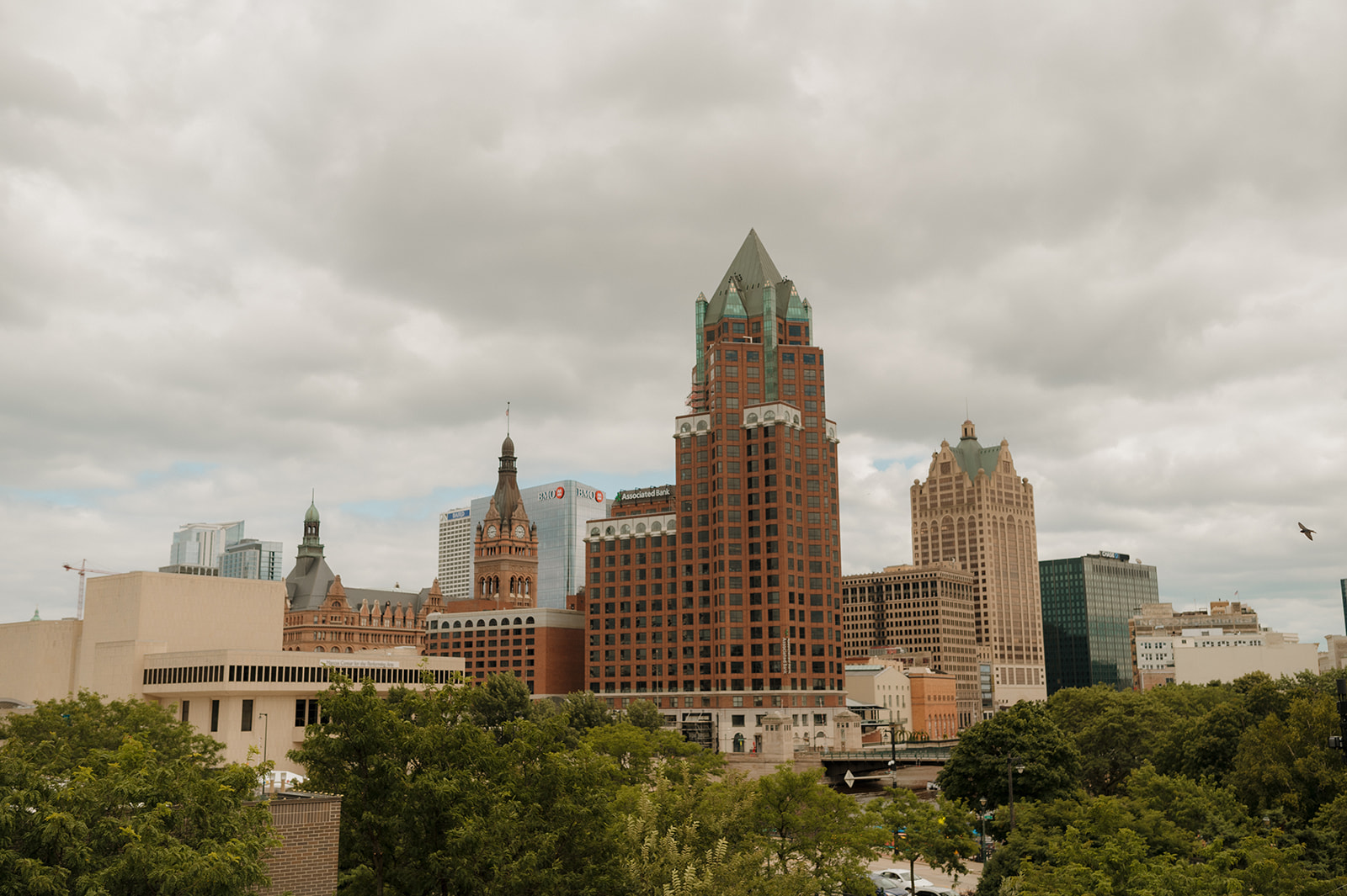 Downtown Wisconsin skyline from the rooftop of their venue.